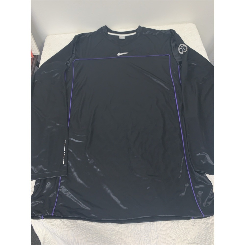 Nike Dri-FIT XXLT Tall basketball shooting shirt long sleeve Blk purple Lakers
